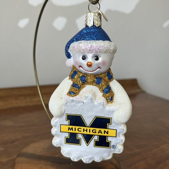 Merck Family's Old World Christmas University of Michigan Snowman Ornament U-M - Picture 1 of 11
